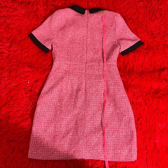 Womens Vintage Pink and Black Tweed Chanel Inspired 90s Office Siren Dress M - Picture 3 of 4